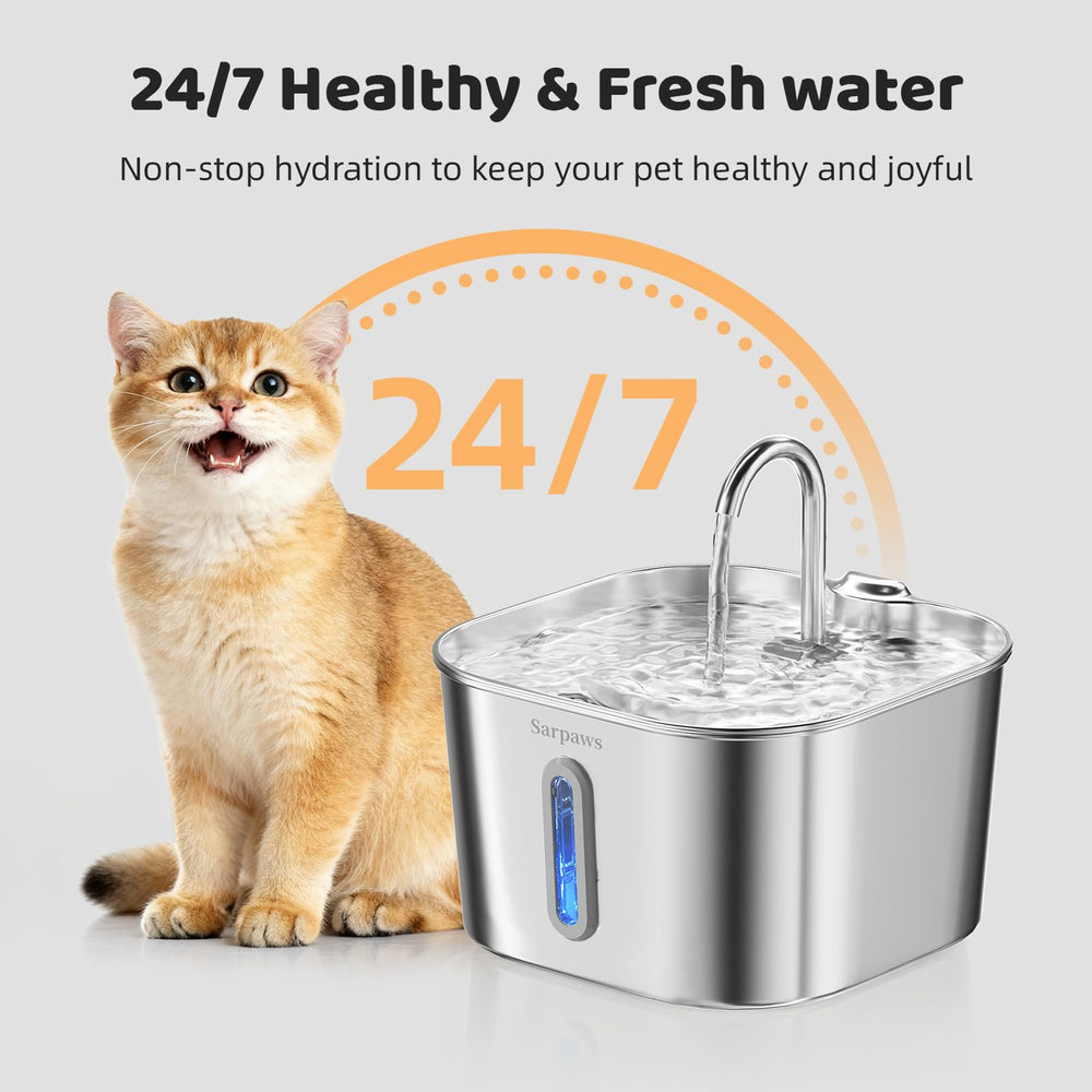 SARPAWS dual drinking modes with faucet stream attract cats to drink