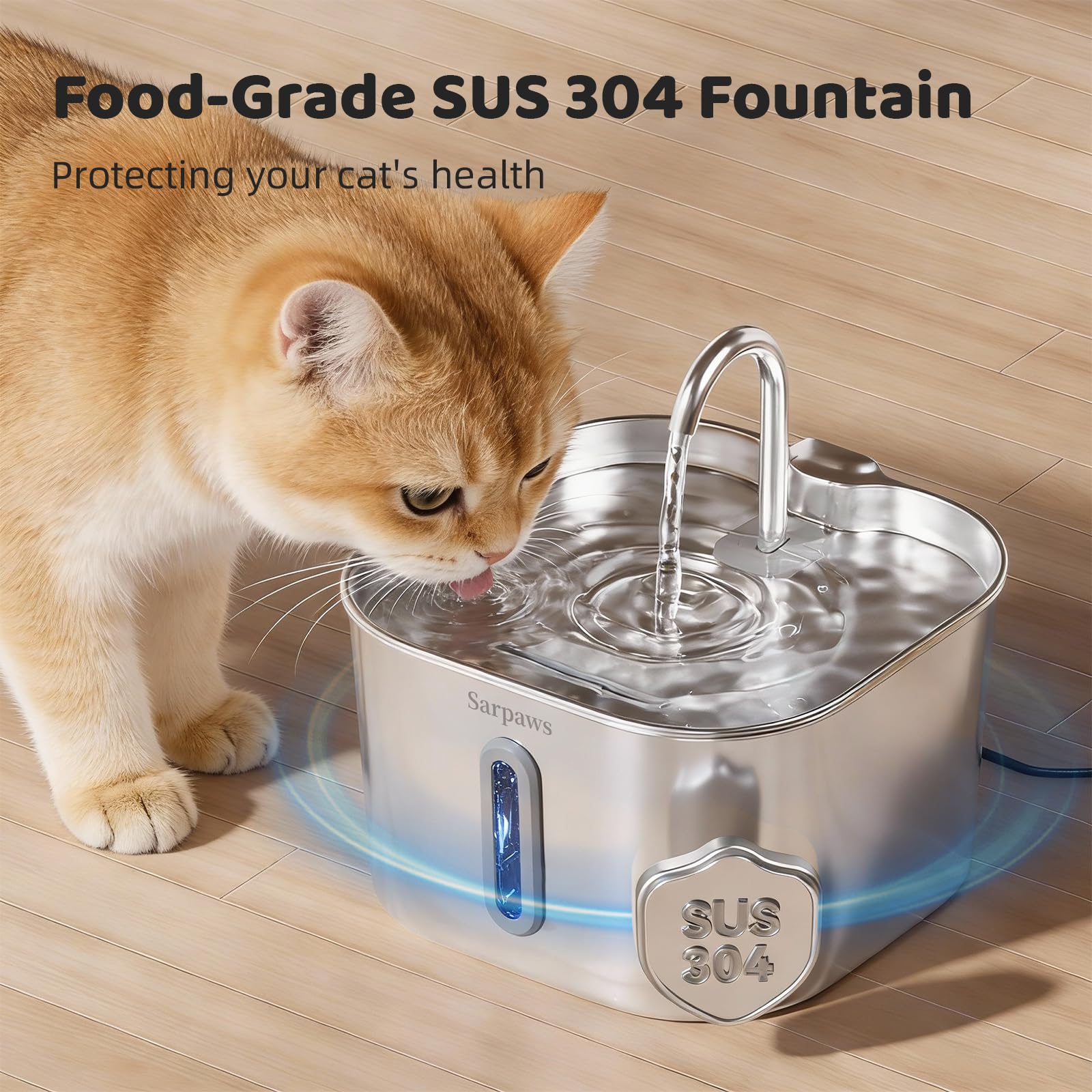 SARPAWS fountain with visible water window for quick level checks