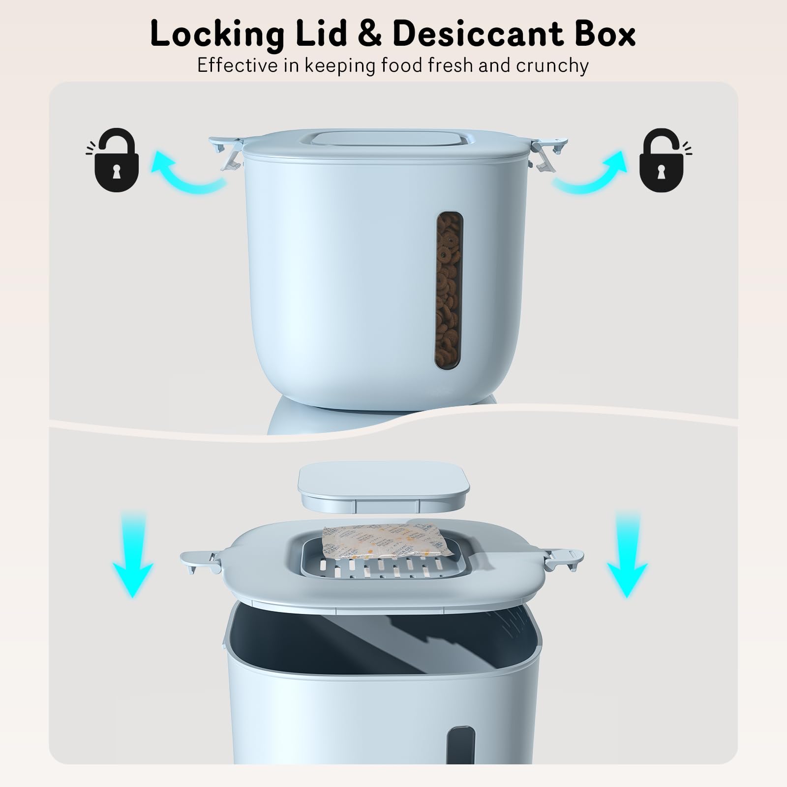 Sarpaws FW1 double-lock lid keeps kibble secure when you are away.