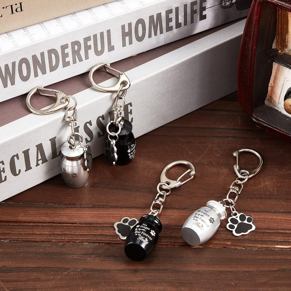 Sasylvia pet memorial keychain clipped to a backpack for easy access