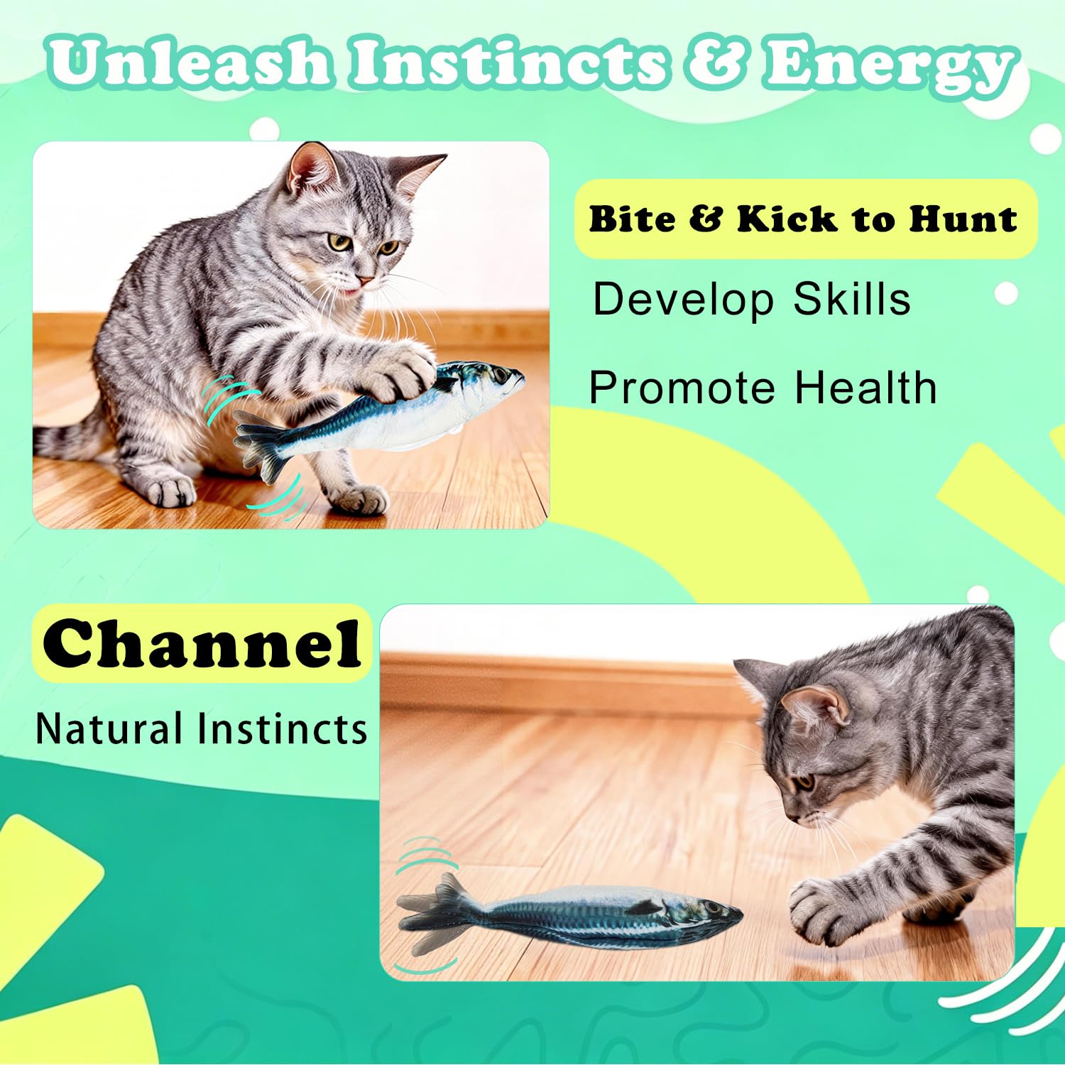 Satauko Rechargeable Cat Toy enables long sessions of safe indoor play.