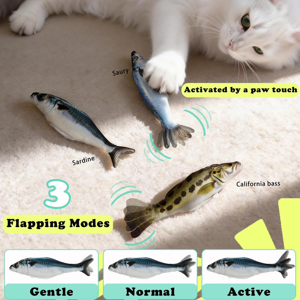 Satauko Touch-Activated Floppy Fish boosts interactive play for indoor cats.