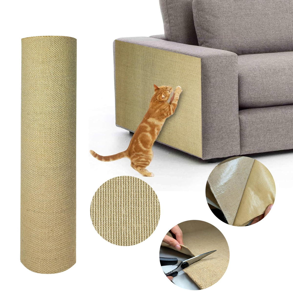 SATFOIV Jute Scratching Mat 78.7x15.8 inches, unrolled and ready to install.