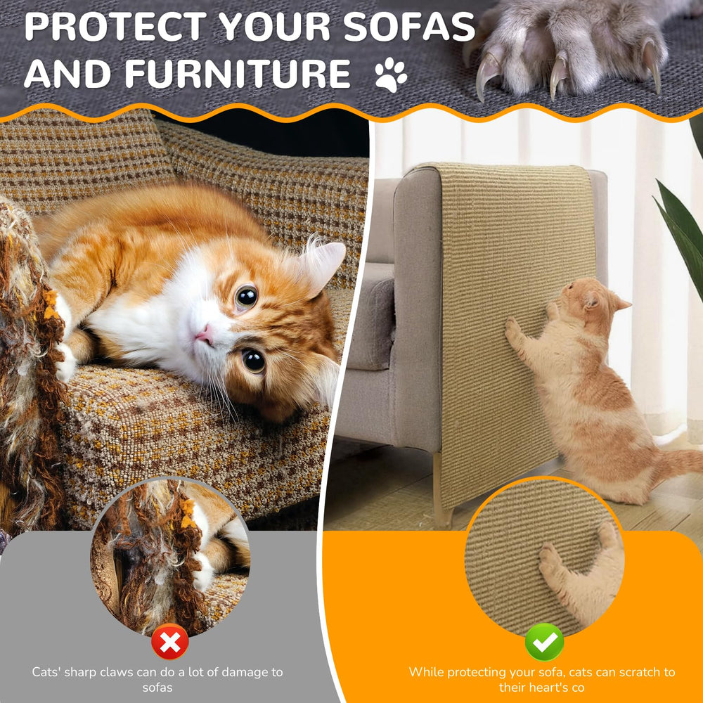 SATFOIV jute mat on sofa protects furniture from claws.