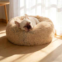 SAVFOX calming donut bed front view promotes secure den-like comfort for anxious dogs
