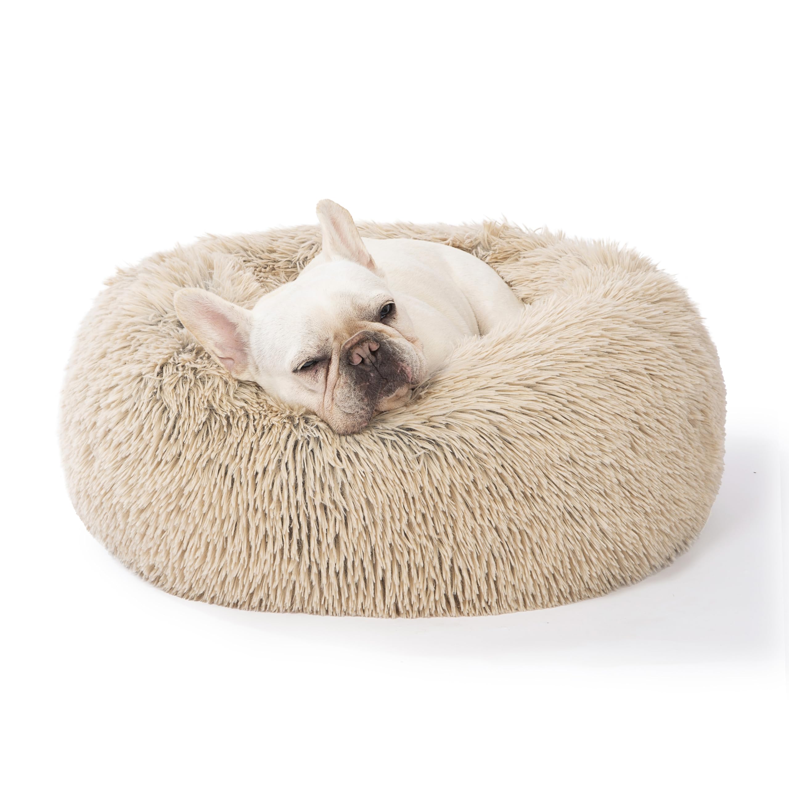 SAVFOX calming donut bed in box shows simple setup and packaging