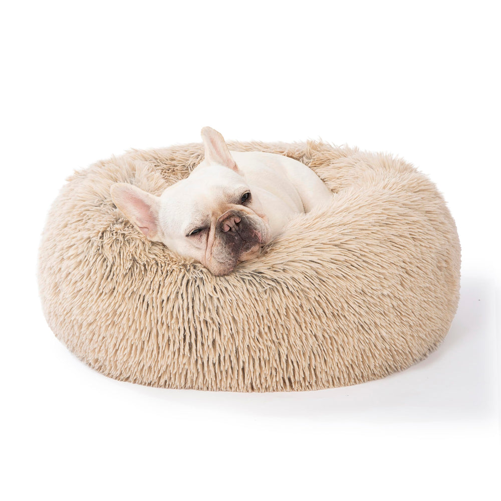 SAVFOX calming donut bed in box shows simple setup and packaging