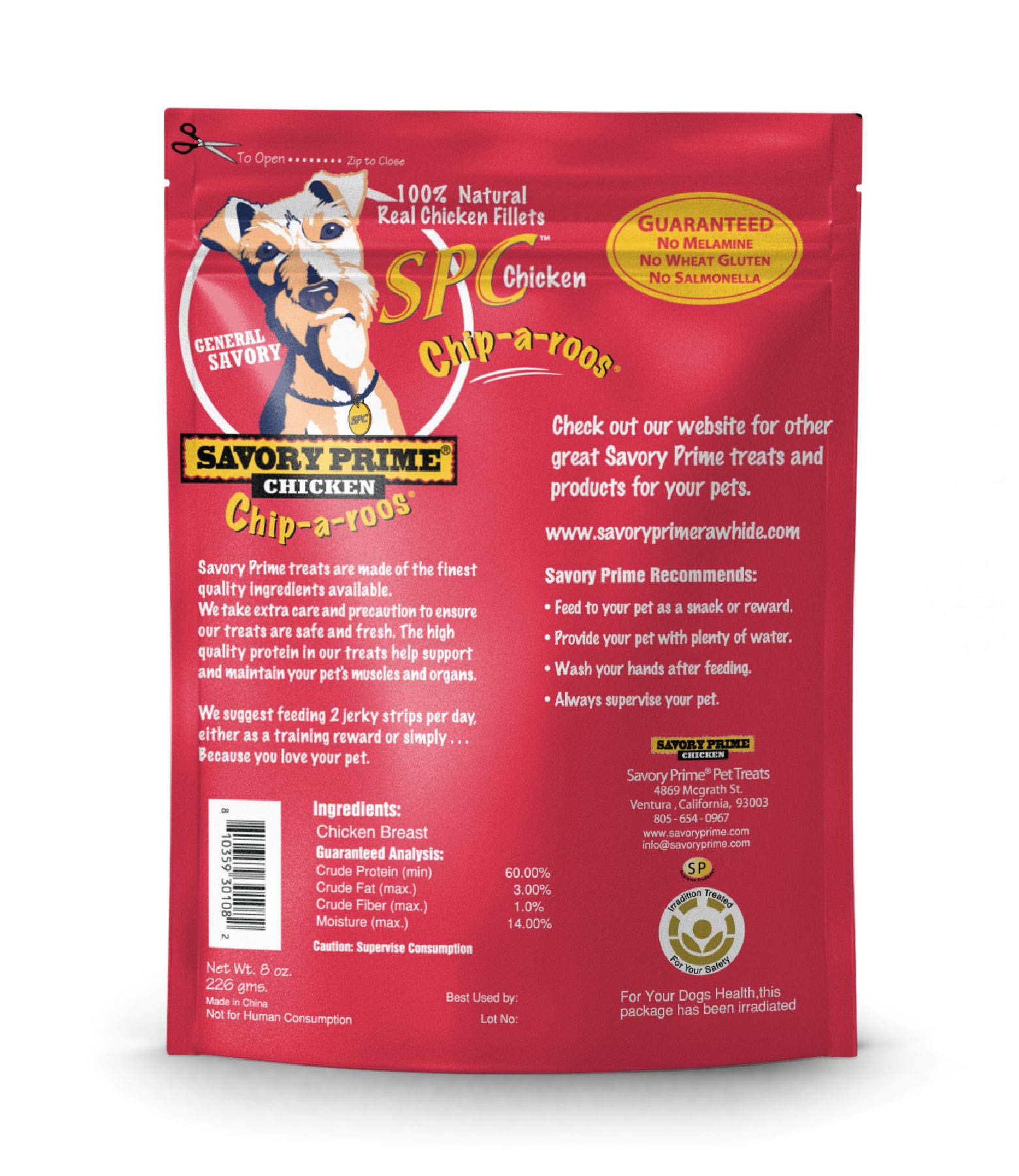 Savory Prime Chicken Chip-A-Roos close-up shows crunchy texture for dogs.