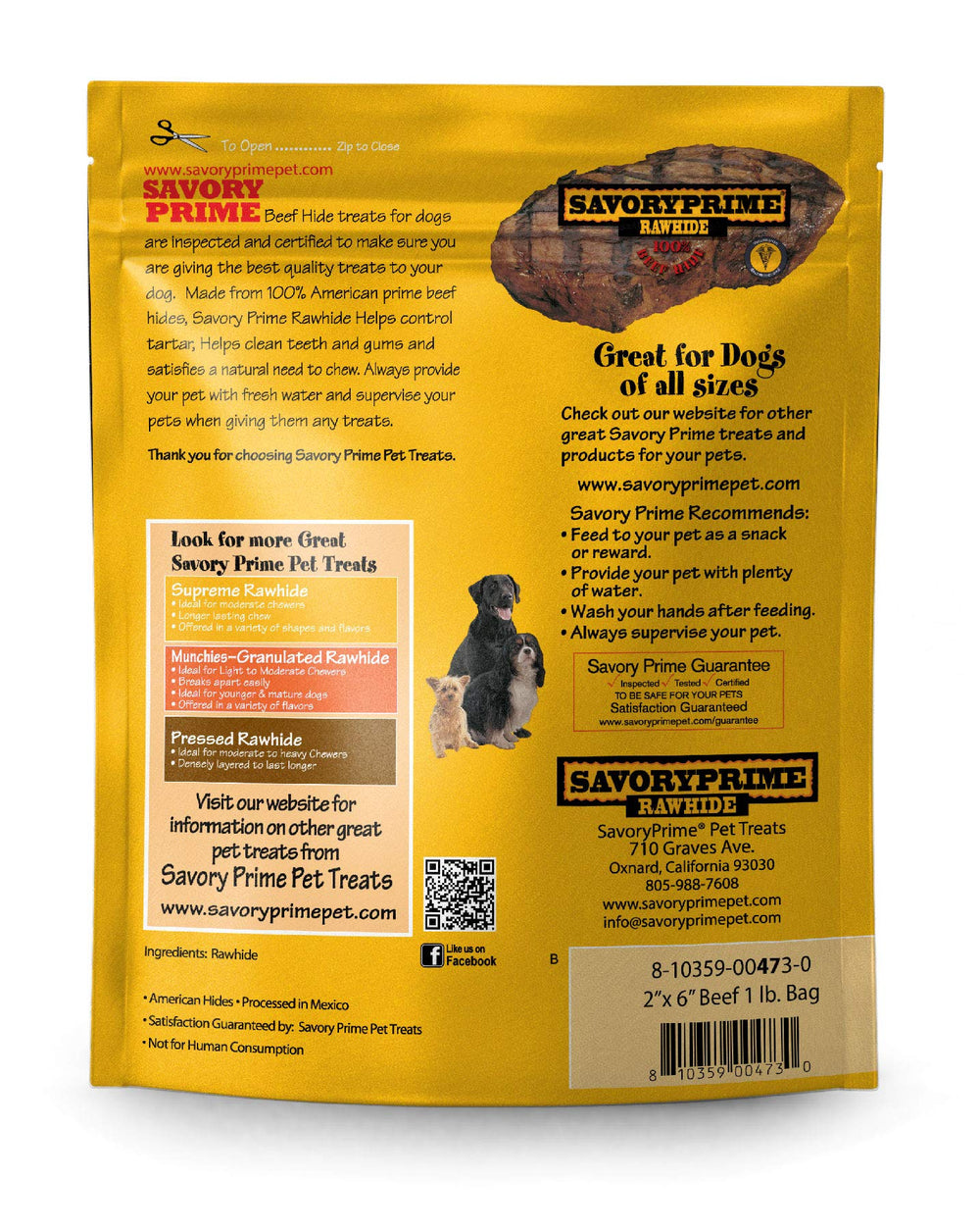 Savory Prime Rawhide Chips Beef closeup highlights natural chew and durability