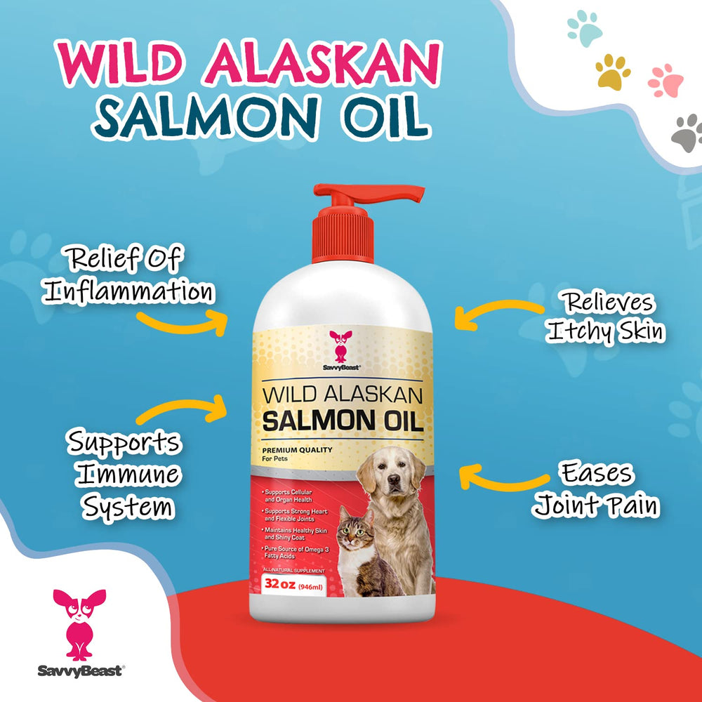 SavvyBeast made-in-USA salmon oil emphasizing quality and safety.