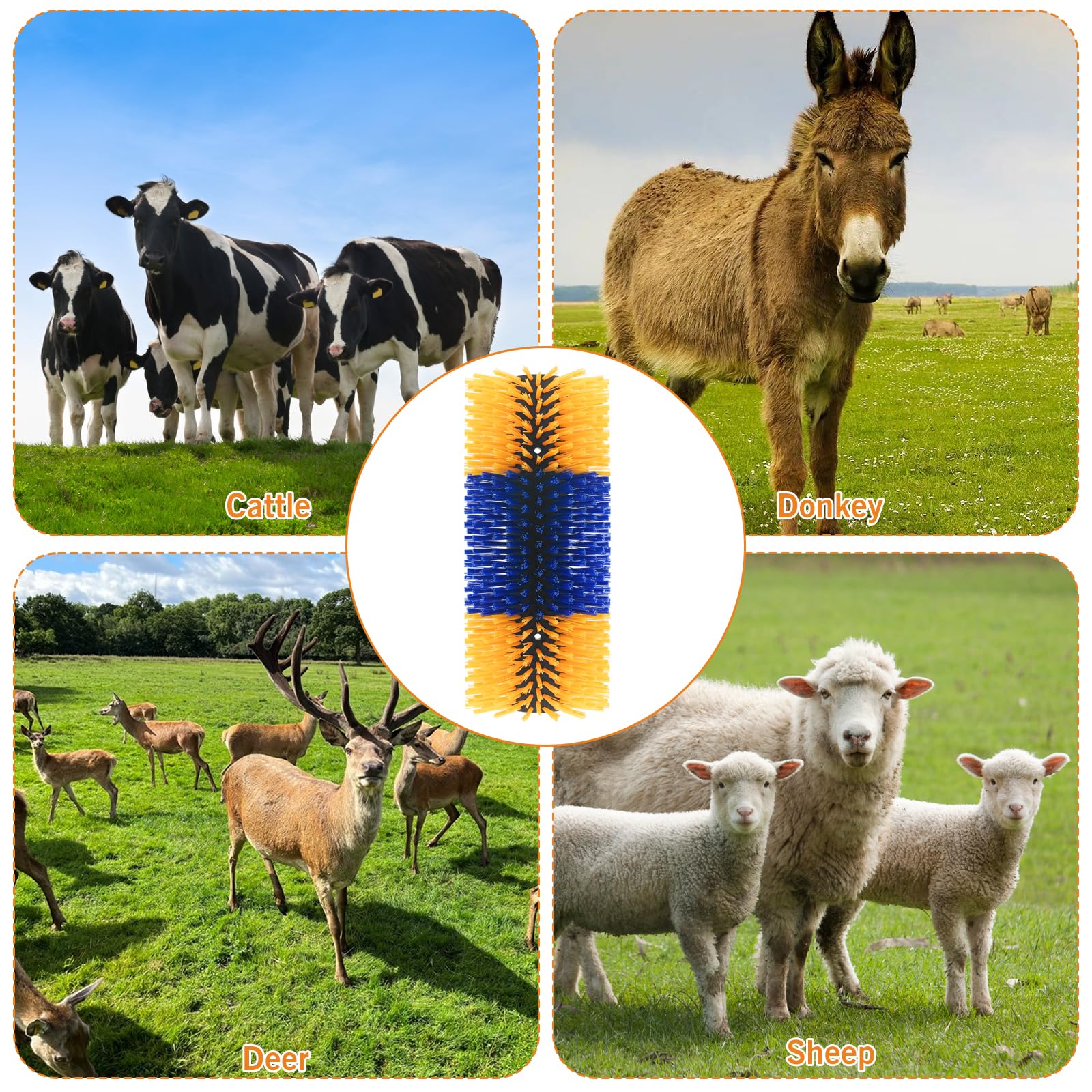 Sayutie multi-animal grooming brush suitable for cattle, sheep, horses, and pigs