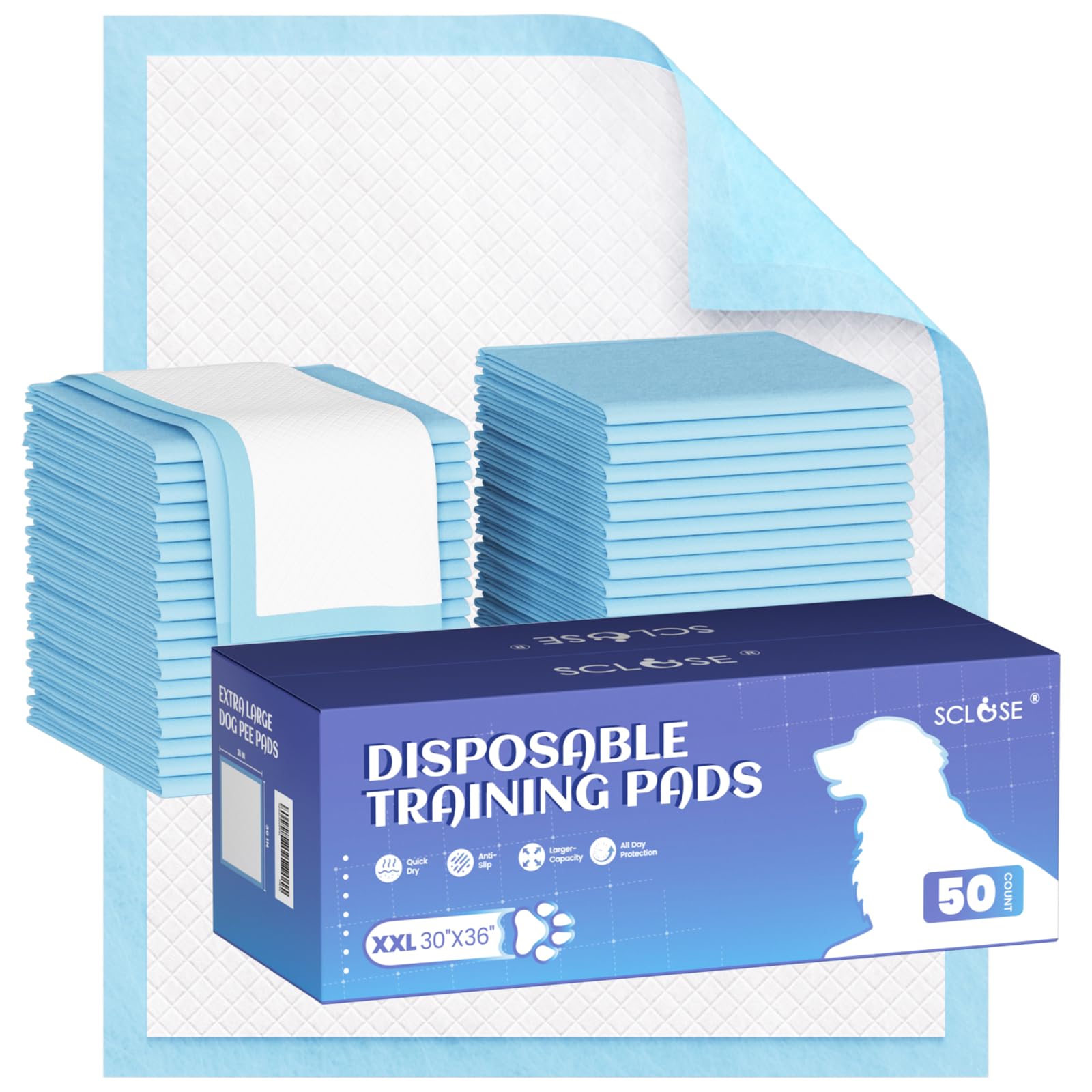 SCLOSE Extra Large pee pads blue pack ideal for big dogs and training