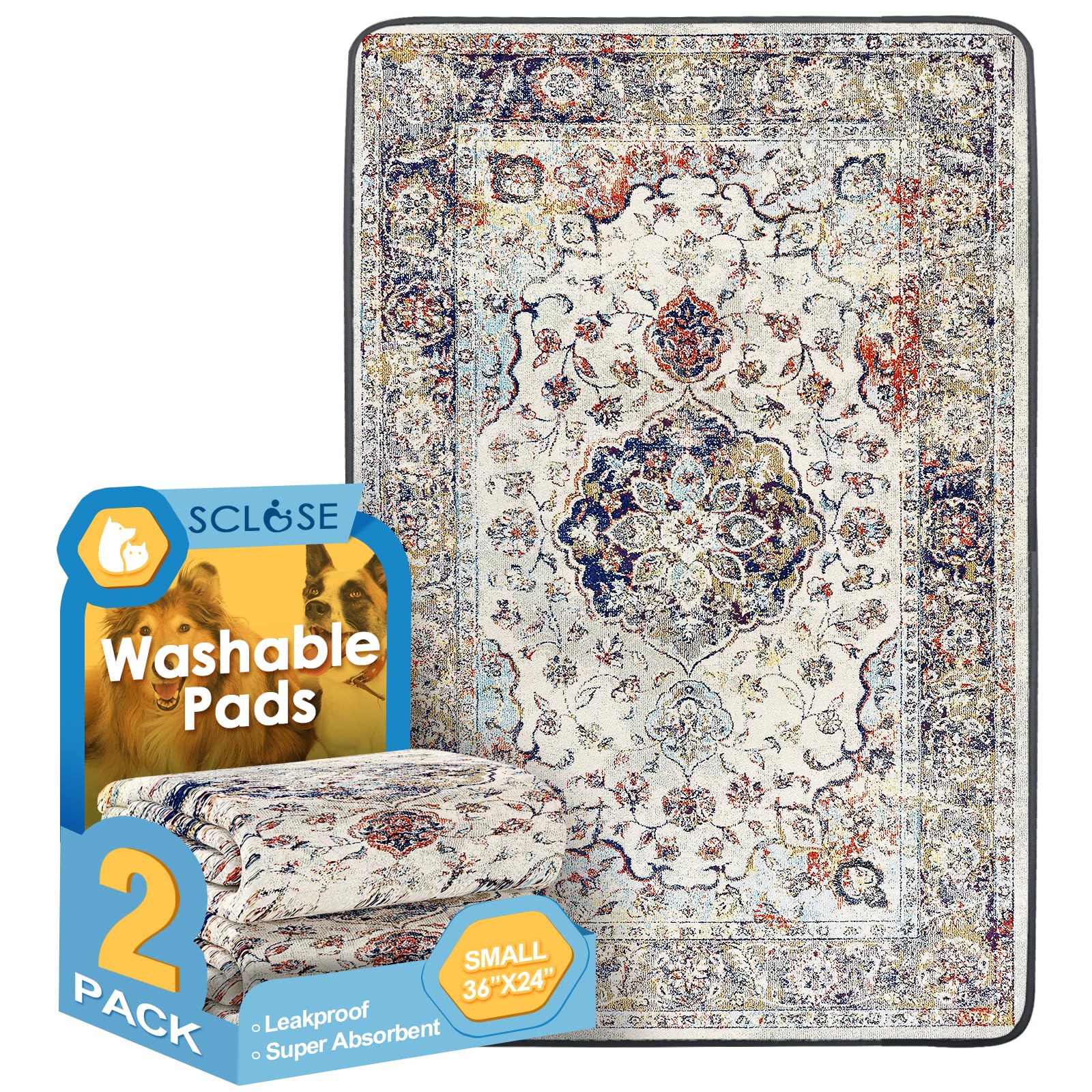 SCLOSE washable puppy pad 36x24 top surface for comfort and reuse