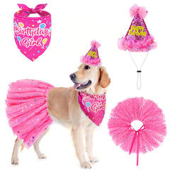 SCENEREAL dog birthday bandana in rose red for festive photos and celebrations