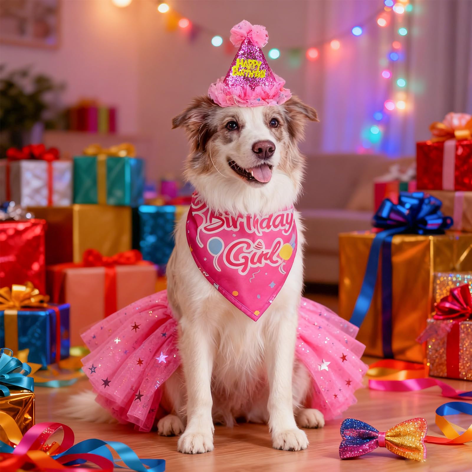 SCENEREAL birthday dress for dogs in rose red adds princess flair