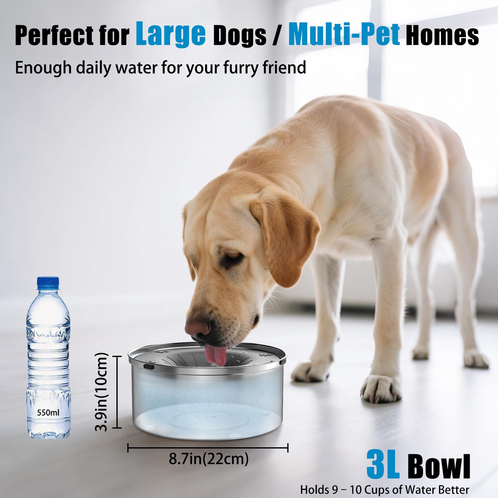 SCHITEC 3L bowl for medium to large dogs and multi-pet homes.