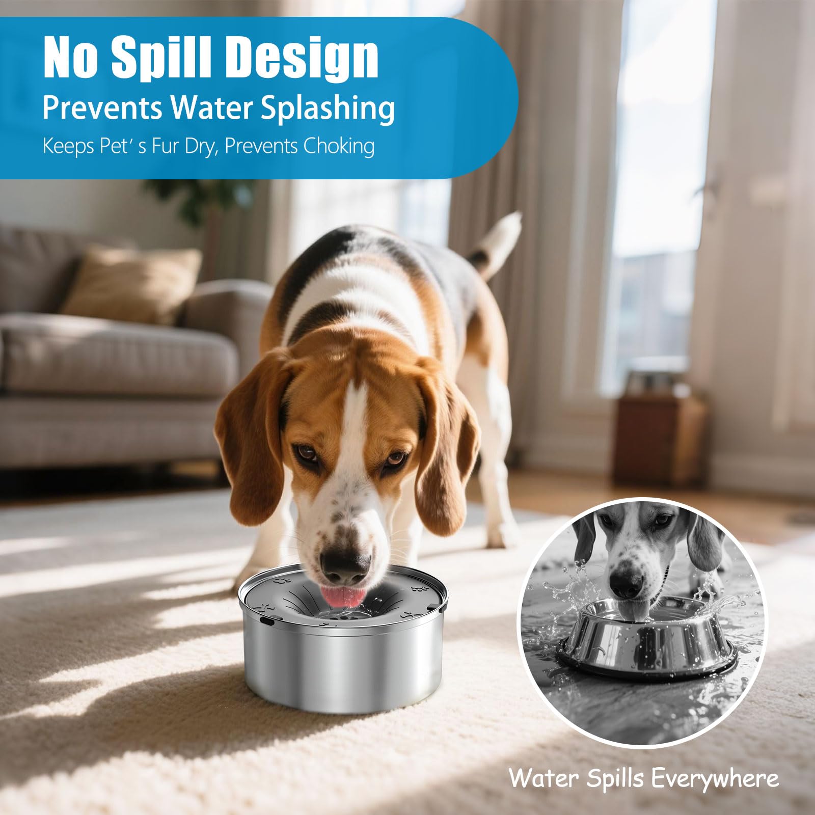 SCHITEC floating-disk slow-drinking reduces gulping and keeps water clean