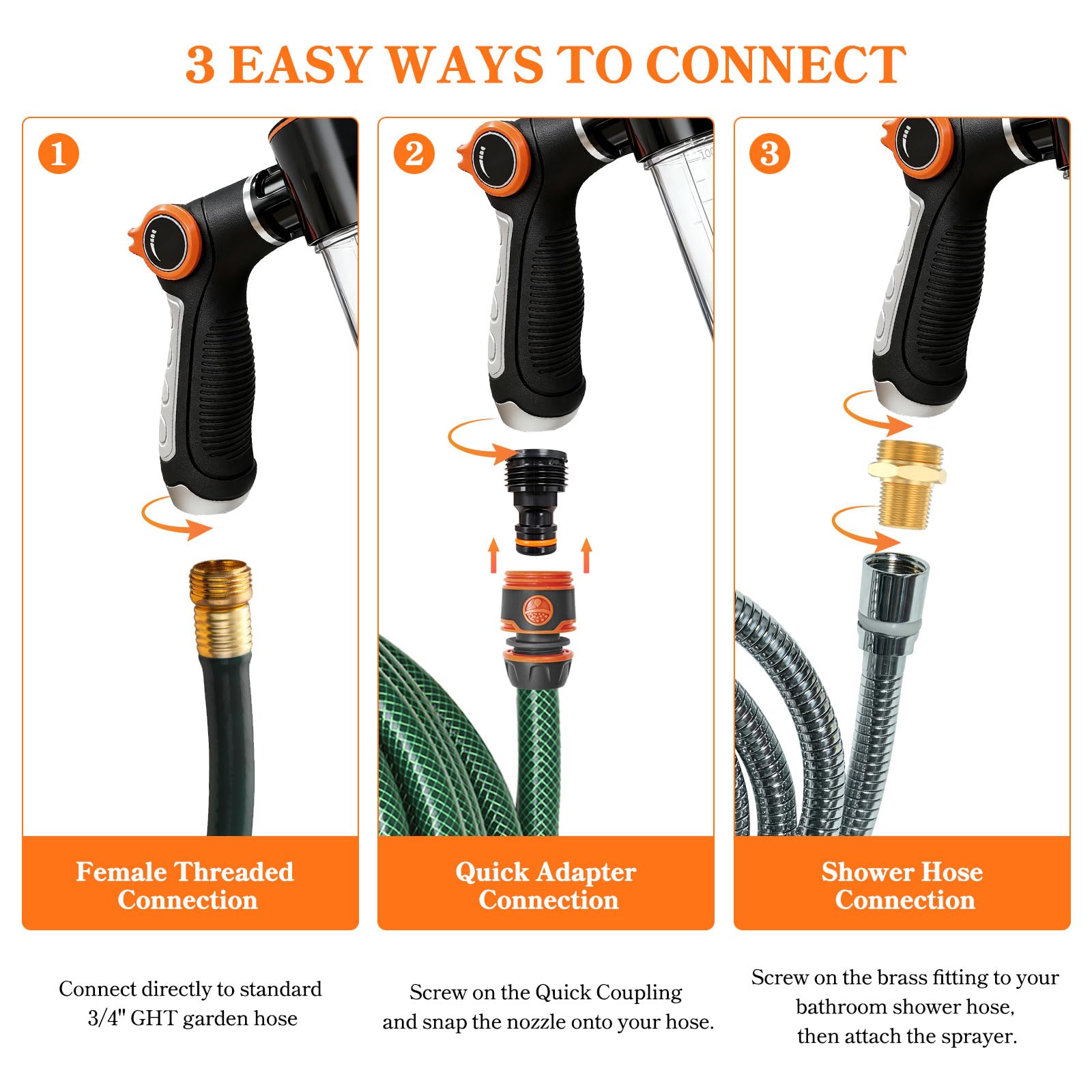 SCHITEC multi-use nozzle supports car wash, garden, and pet baths.