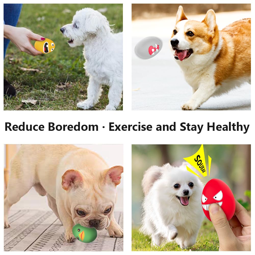 SCHITEC durable natural latex egg toy highlighting chew-friendly material.