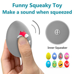 SCHITEC squeaky egg toy in blue for interactive play and retrieval.
