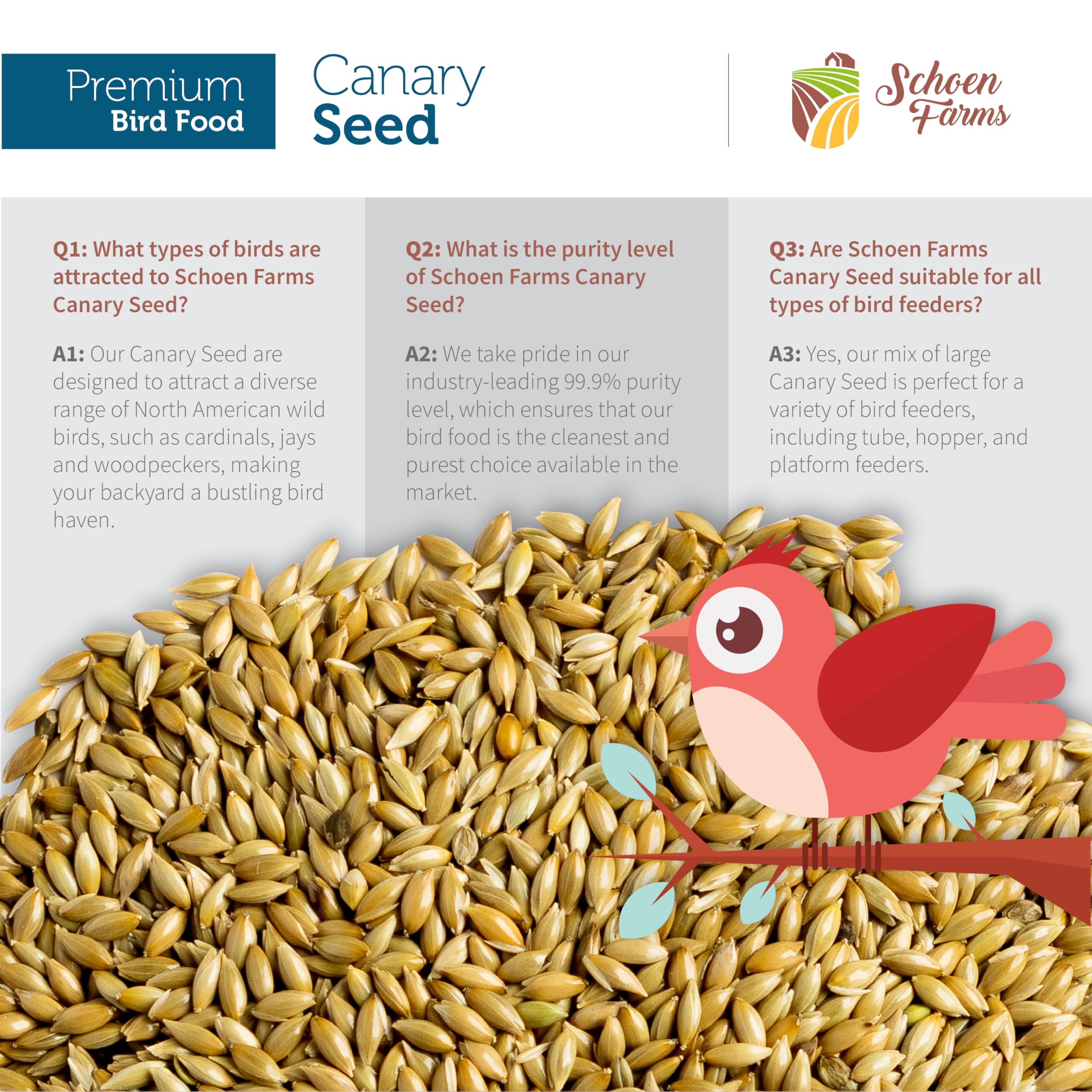 Schoen Farms Canary Seed Alpiste 5lbs family farm label reinforces trusted origin.