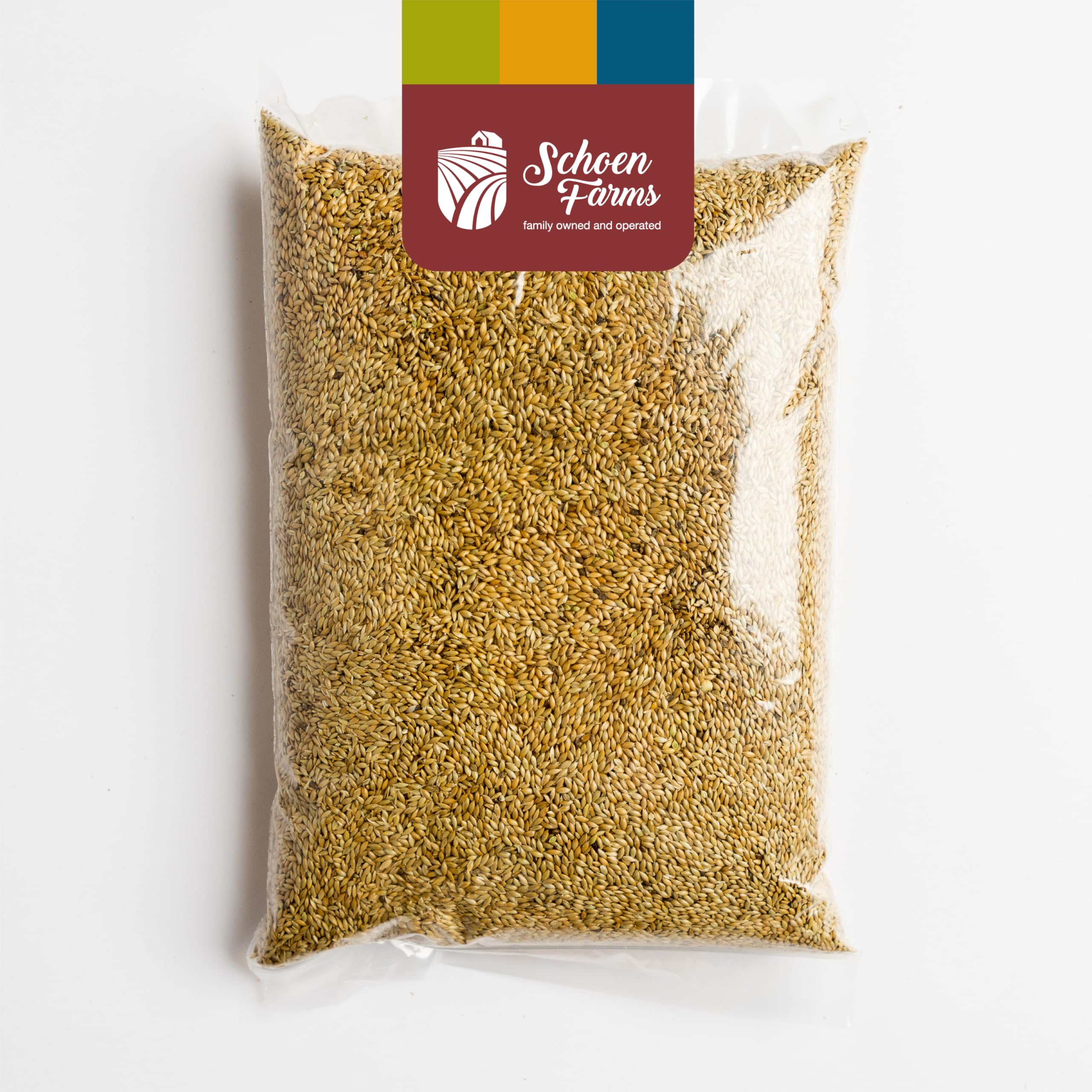 Schoen Farms Canary Seed Alpiste 5lbs feeder setup highlights versatile feeding options.