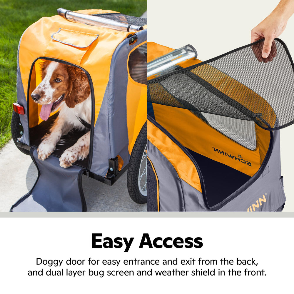Schwinn Rascal 16-inch tires absorb bumps for a comfortable dog ride.
