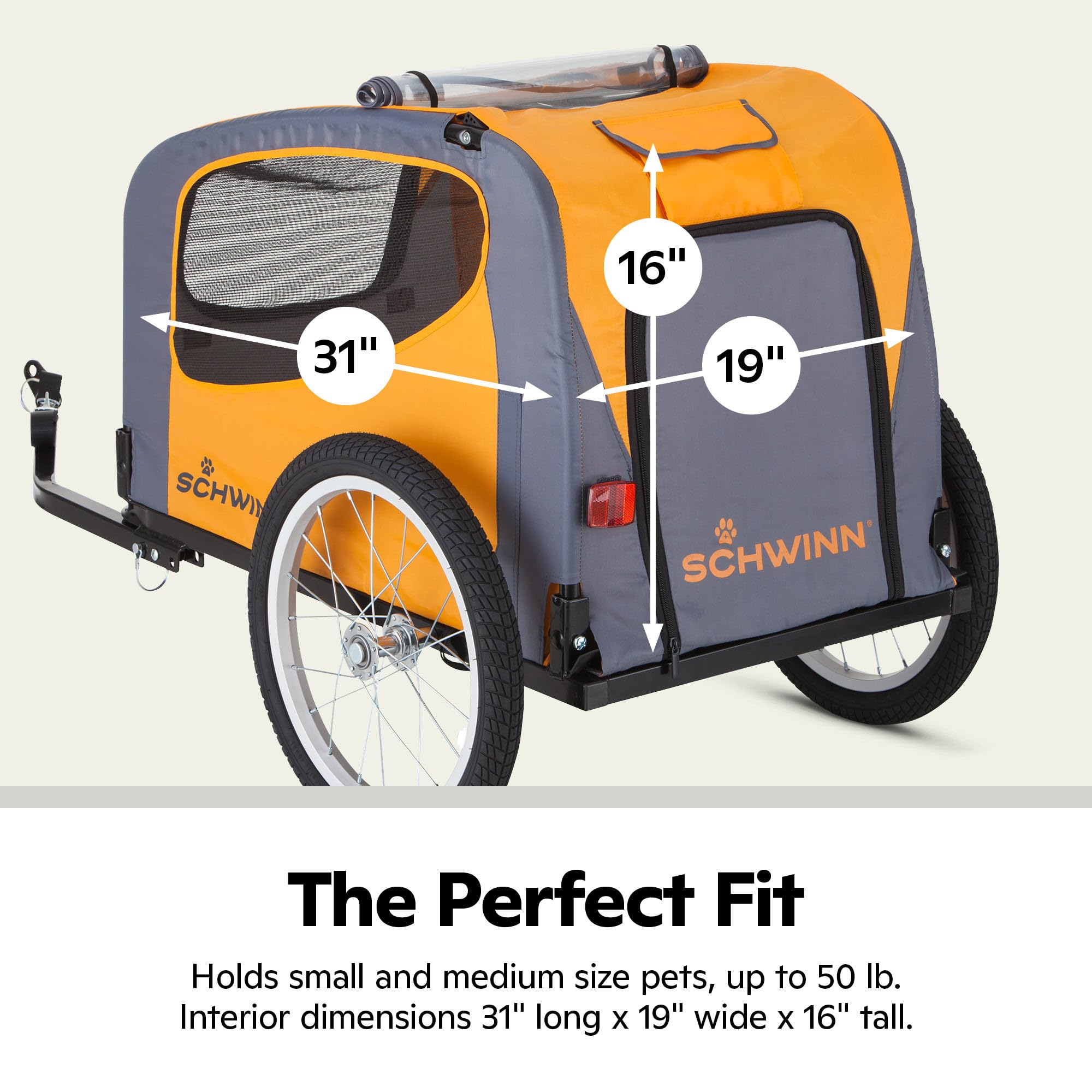 Schwinn Rascal folding-frame trailer stored compactly after dog rides.