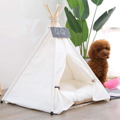 scnbom Pet Teepee interior with cushion highlighting soft, comfy hideaway for small pets