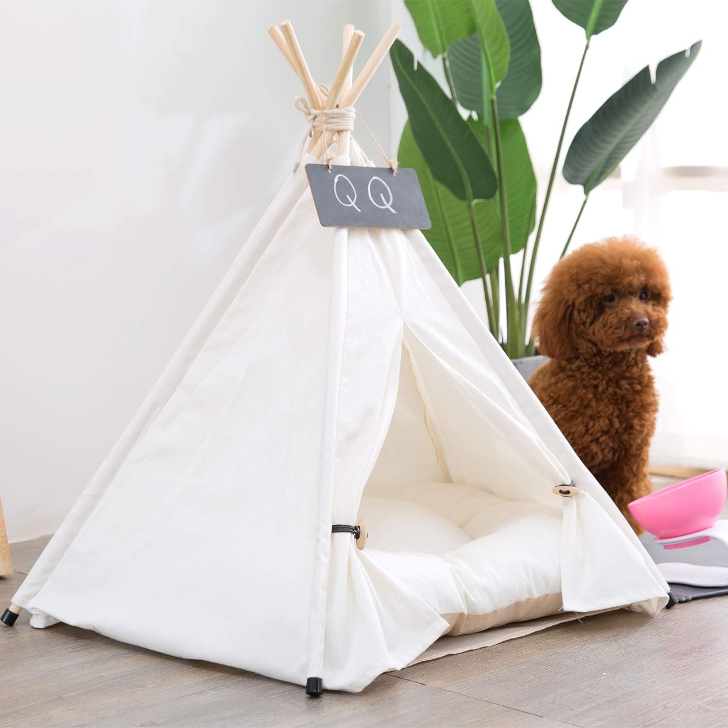 SCNBOM Pet Teepee pine poles ensure sturdy quick setup for travel