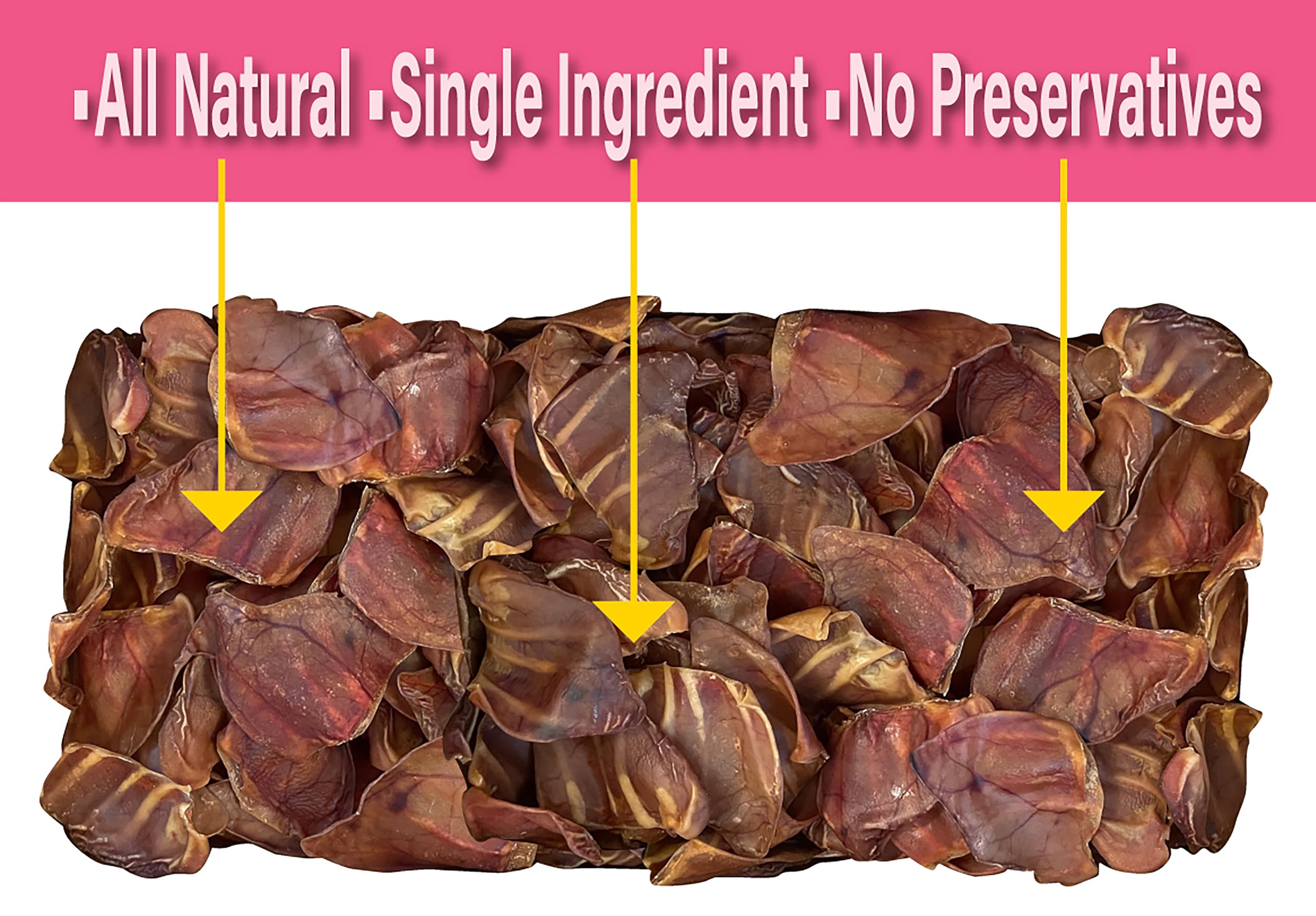 Scoochie Pet 75-pack pig ears offering extended chewing sessions.