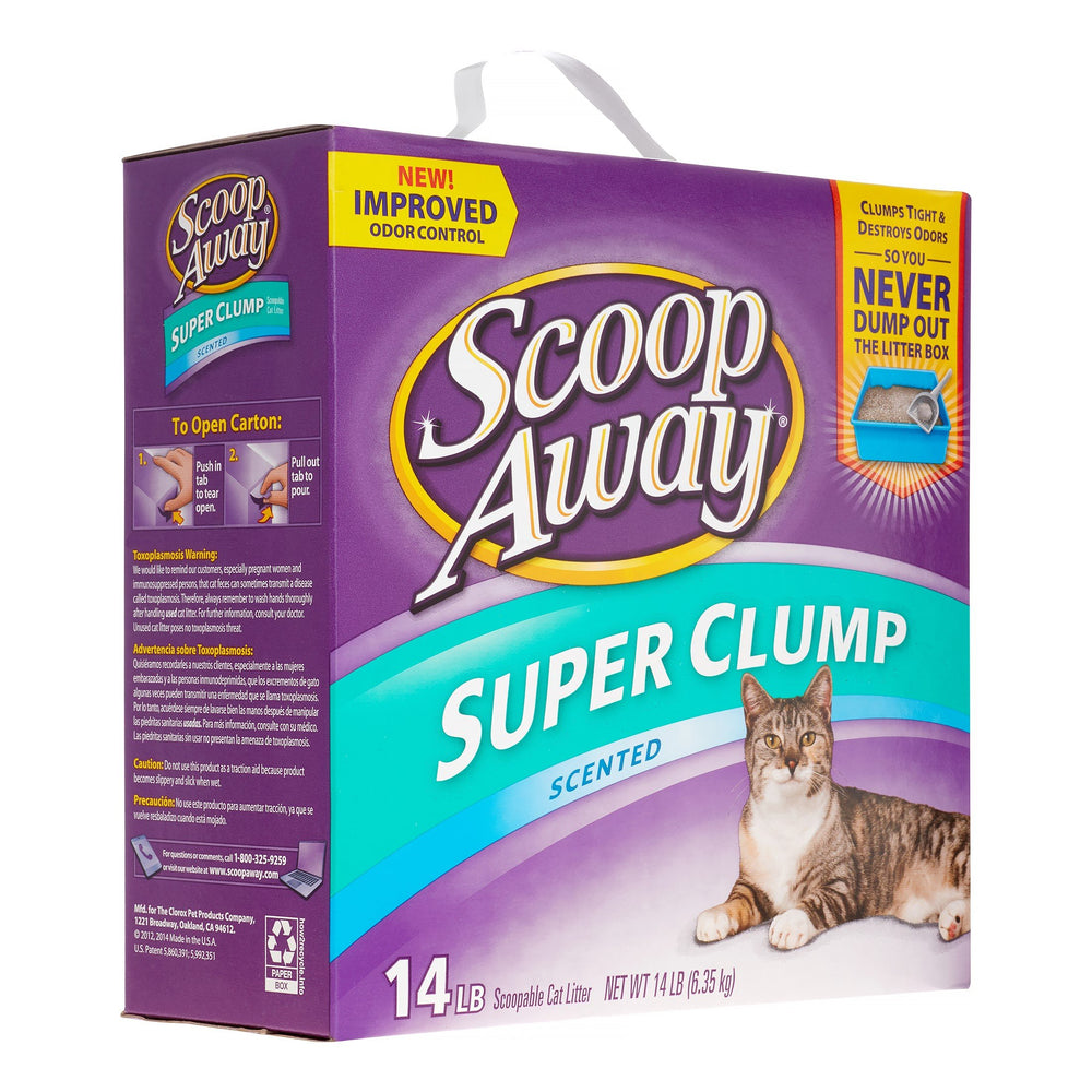 Scoop Away Fresh Scent scooping action demonstrates easy cleanup.