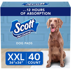 Scott Pet Guard Dog Pads XXL pack shot shows durable, leak-free floor protection during training