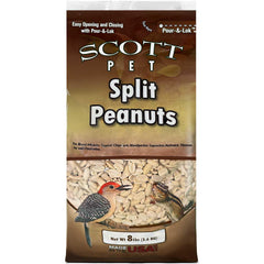 Scott Pet wild bird seed peanuts split in an 8 lb bag for outdoor feeding.
