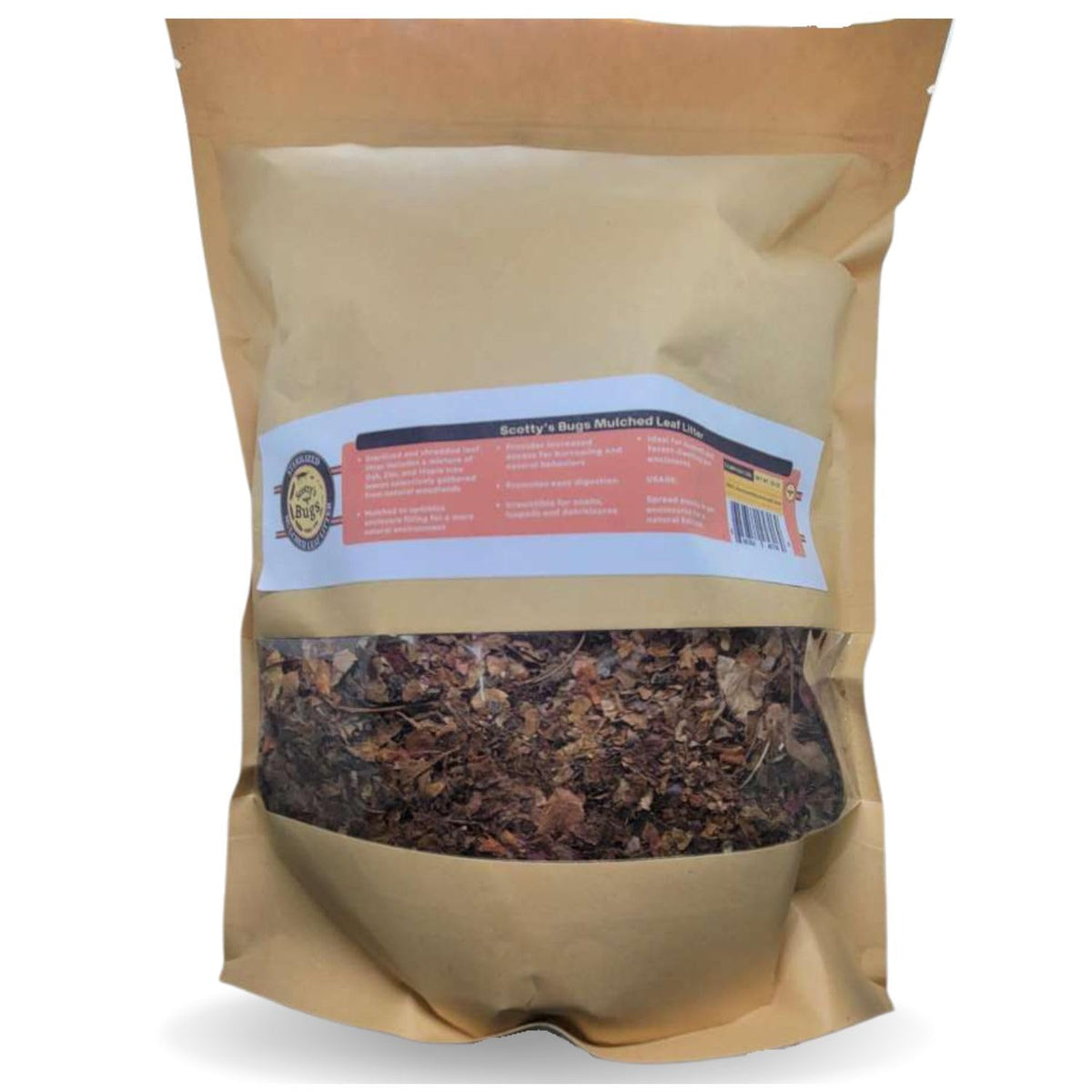 SCOTTY'S BUGS mulched-leaf-litter 12oz pack provides a natural terrarium substrate for habitats.