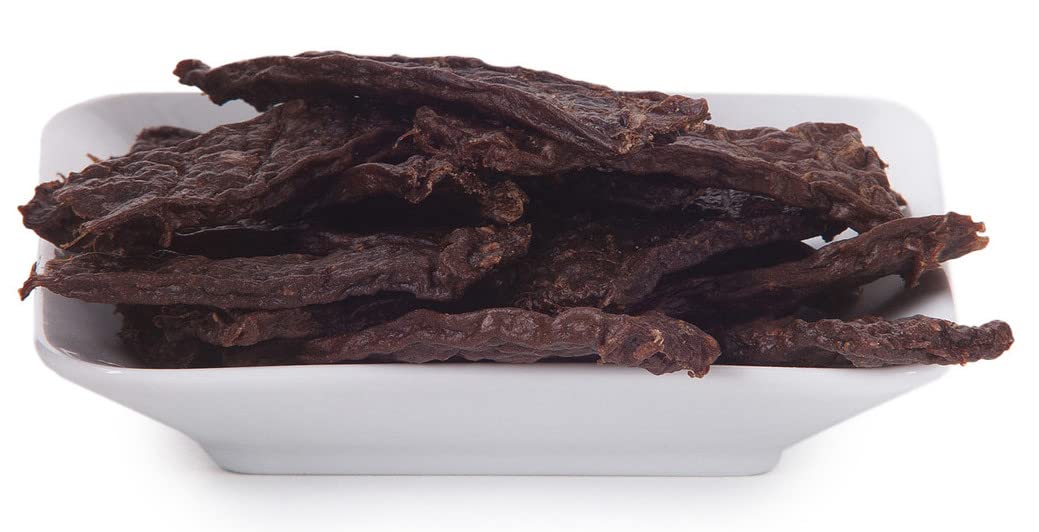 Scout & Zoe's kangaroo jerky close-up highlighting lean protein for dogs.