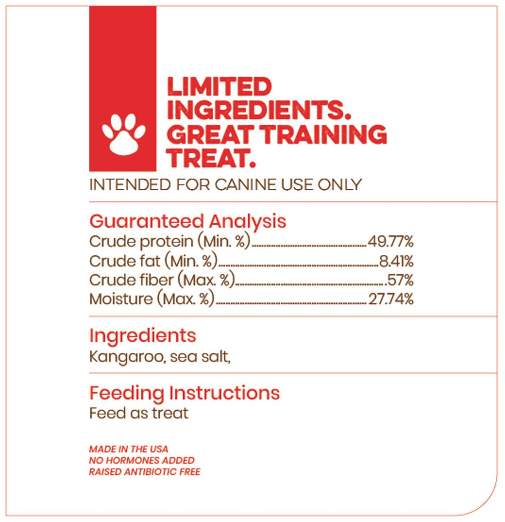 Scout & Zoe's kangaroo treats USA-made badge signaling premium quality.