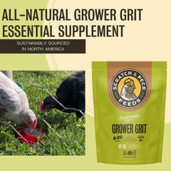 Coop station with Scratch and Peck Grower Grit promotes gizzard health.
