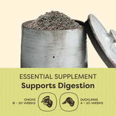 Grower Grit in the dining area shows ready-to-sample texture for poultry.