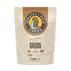 Scratch and Peck Grubs 3.5 lb bag for chickens and ducks, high-protein snack.