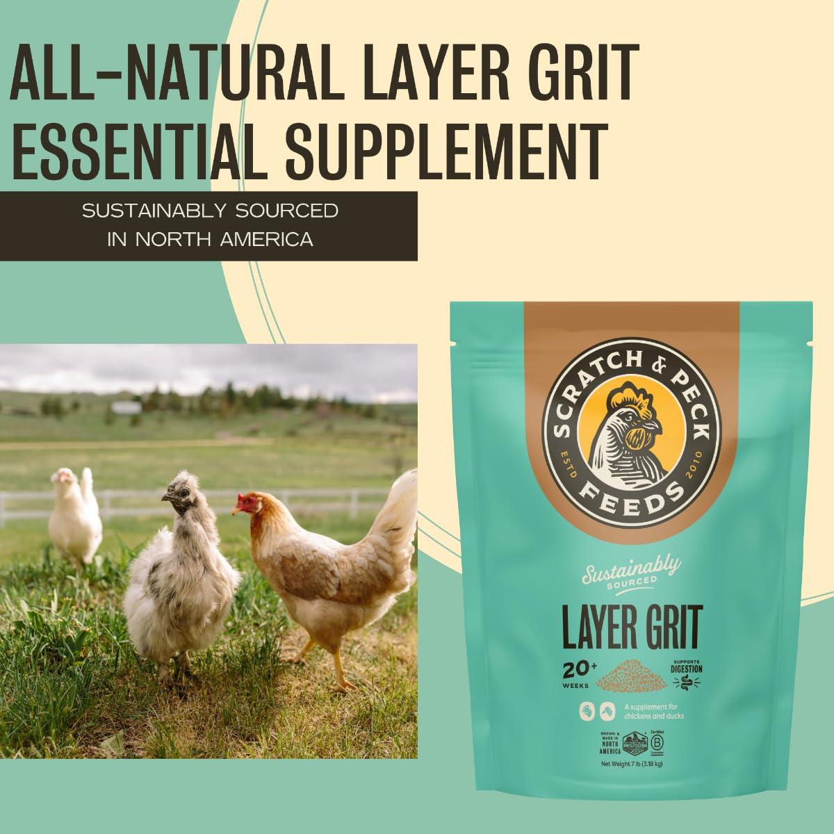 Scratch and Peck Layer Grit coop storage area for convenient daily grit access