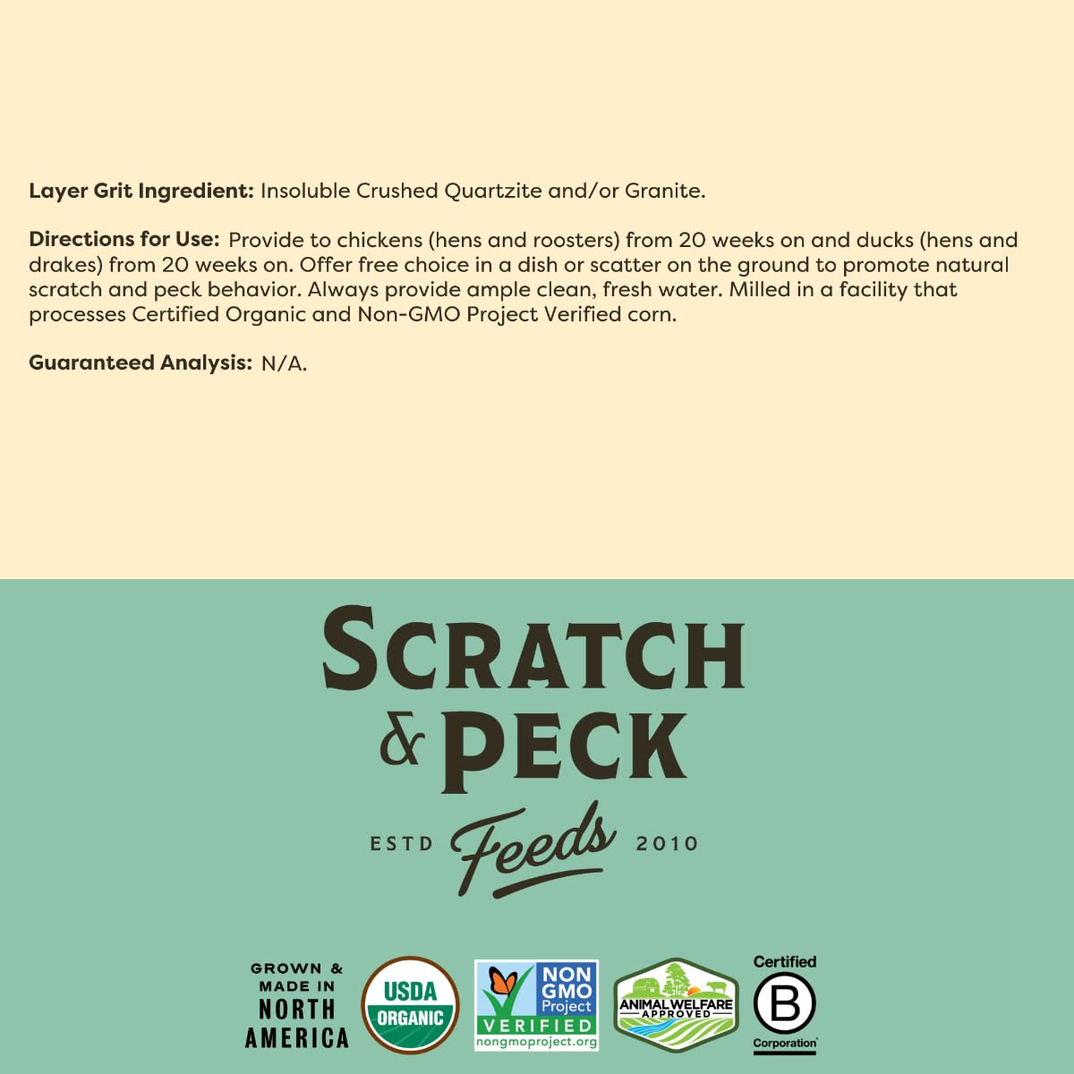 Scratch and Peck Layer Grit sustainably sourced grit for poultry care and foraging