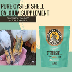 Scratch and Peck Oyster Shell Supplement recyclable packaging highlighting eco-friendly choice.