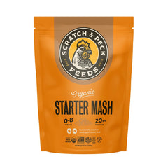 Scratch and Peck Starter Mash for baby chicks in a bowl supports healthy growth.