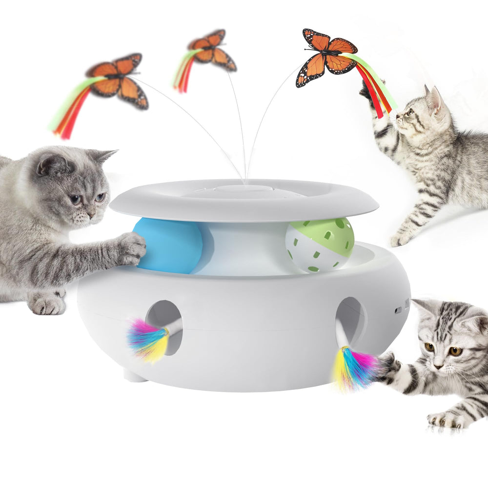 Scsuupoee butterfly flutter toy for indoor cats in action, inviting chasing and play.