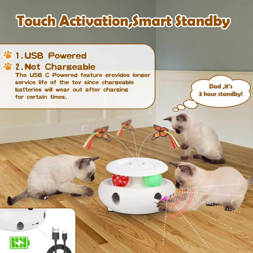 Scsuupoee USB charging cable shown with the rechargeable cat toy.