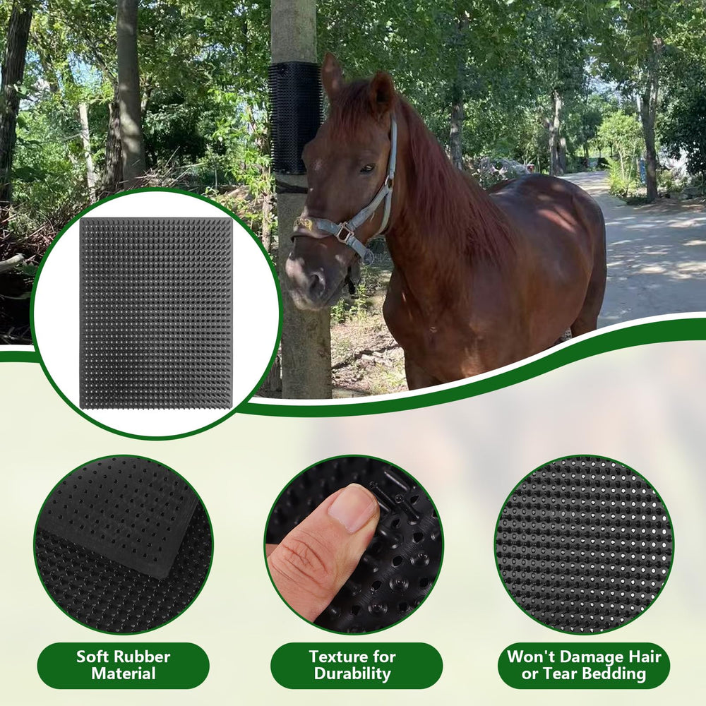 SCyiqifa horse scratch pad 2-pack mounted on wall for stall convenience.