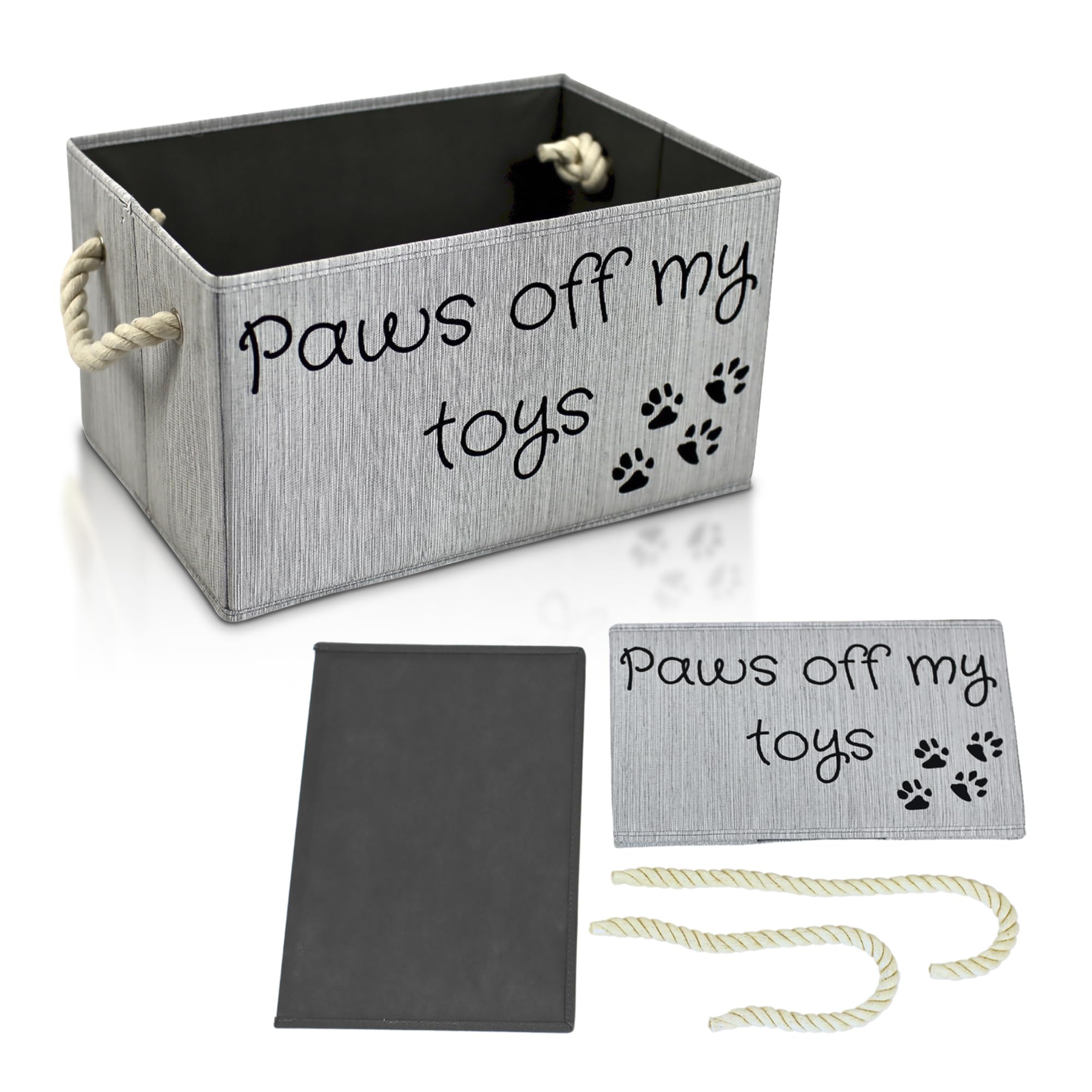 SD SKYDEN dog toy bin close-up shows durable bamboo fabric