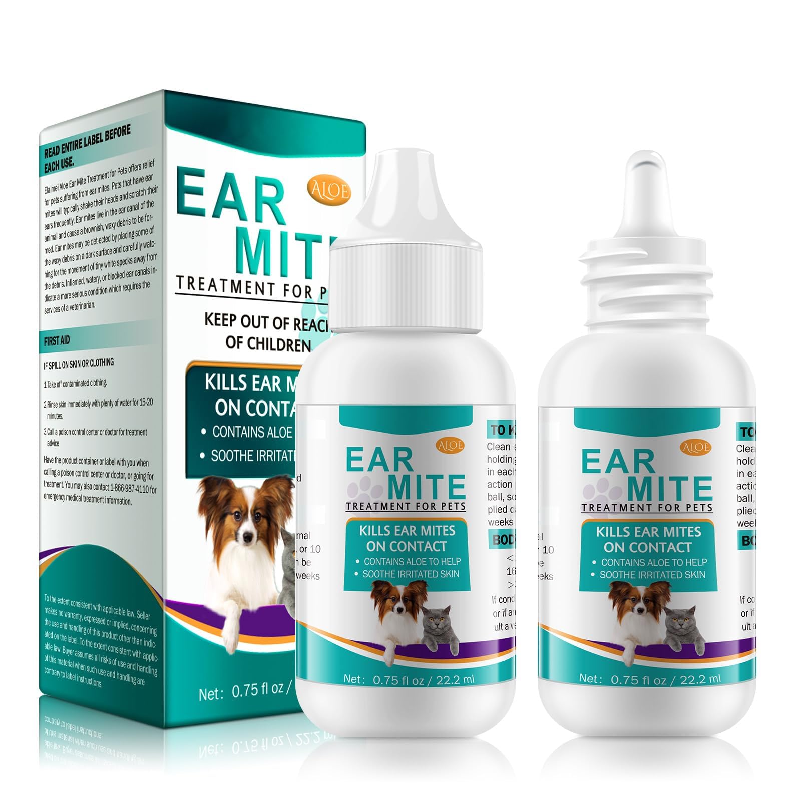 SDJUFEI ear mites cleaner bottle with dropper for easy application.