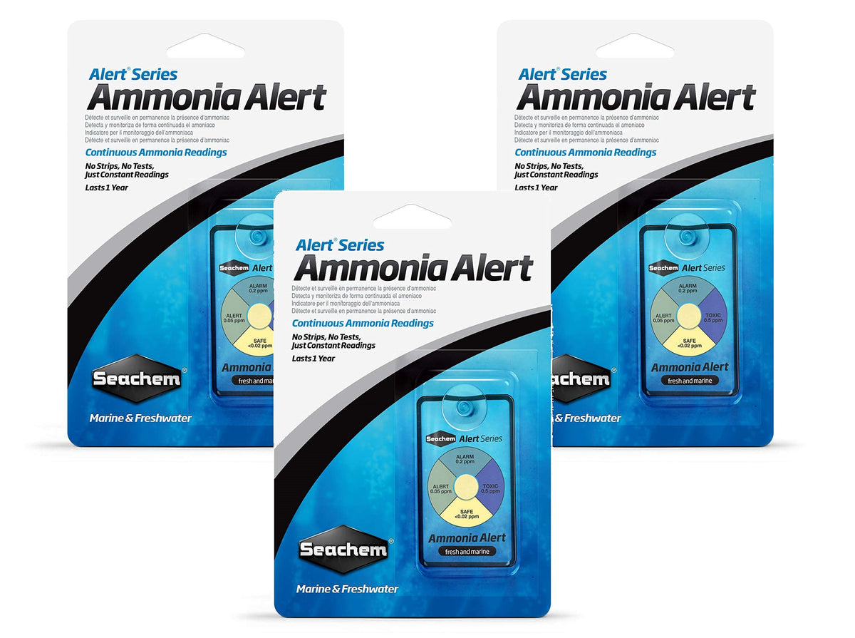 Seachem Ammonia Alert 1 Year Monitor 3-Pack displays continuous readings for safer aquarium management.